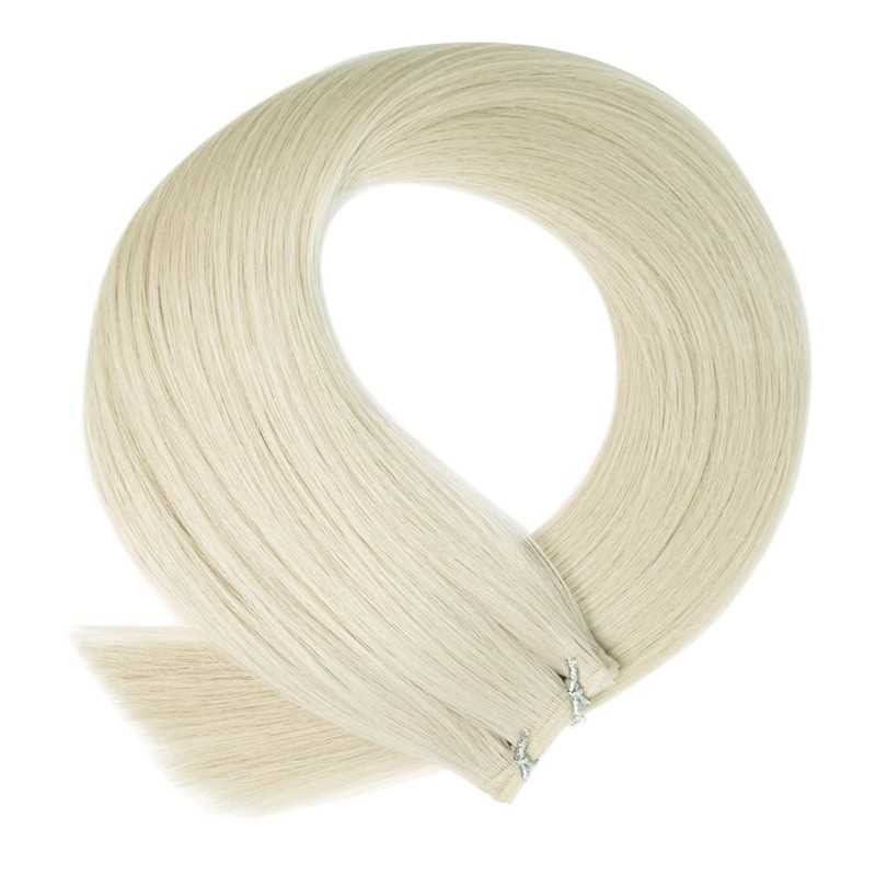 Genius Weft Hair Extensions – Lightest Blonde (Color 60), 100% Remy Indian Human Hair
