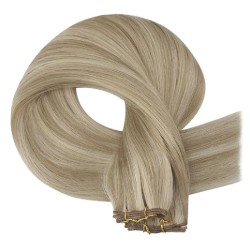 Genius Weft Hair Extensions – Medium Ash Blonde/Platinum Blonde (Mix Color 16/613), 100% Remy Indian Human Hair