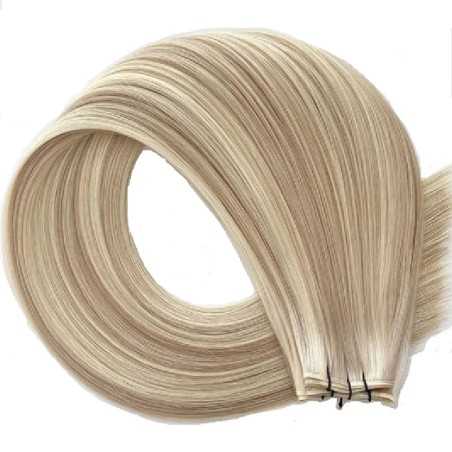Genius Weft Hair Extensions – Light Brown/Platinum Blonde (Mix Color 12/613), 100% Remy Indian Human Hair