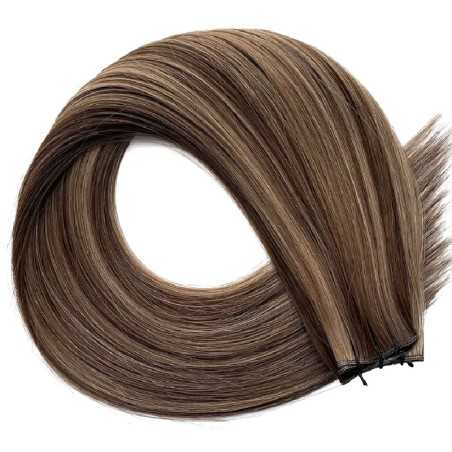 Genius Weft Hair Extensions – Dark Brown/Chestnut Brown (Mix Color 4/8), 100% Remy Indian Human Hair