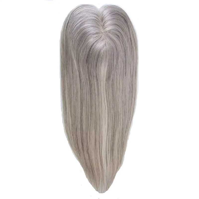 Silk Base Hair Topper – Silver Grey, 100% Remy Indian Human Hair