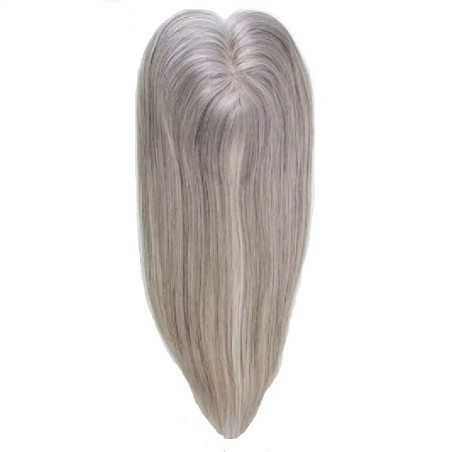Silk Base Hair Topper – Silver Grey, 100% Remy Indian Human Hair