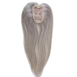 Silk Base Hair Topper – Silver Grey, 100% Remy Indian Human Hair