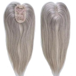 Silk Base Hair Topper – Silver Grey, 100% Remy Indian Human Hair
