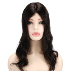 Swiss Lace Hair Topper – Off Black (Color 1B), 100% Remy Indian Human Hair