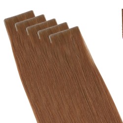 Invisible Tape-In Hair Extensions – Dark Auburn (Color 30), 100% Remy Indian Human Hair