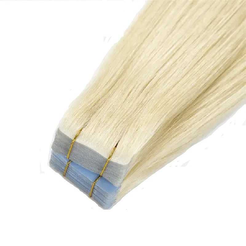 Invisible Tape-In Hair Extensions – Light Pale Blonde (Color 22), 100% Remy Indian Human Hair