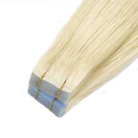 Invisible Tape-In Hair Extensions – Light Pale Blonde (Color 22), 100% Remy Indian Human Hair