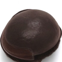 Men's Hair System - Darkest Brown (Color 2), Super-Thin 0.08mm Skin Base with French Lace Front, 100% Remy Indian Human Hair