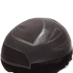 Men’s Hair System – Off Black with 30% Grey (Color 1B30), Fine Mono Base, Skin Perimeter & French Lace Front, 100% Remy Hair