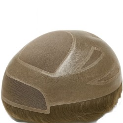 Men's Hair System – Light Ash Brown (Color 8R), Fine Mono Base with Skin Perimeter and French Lace Front, 100% Remy Indian Hair