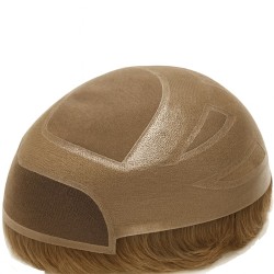 Men’s Hair System – Light Brown with Ash Tone (Color 7ASH), Fine Mono Base with Skin Perimeter and French Lace Front, Remy Hair