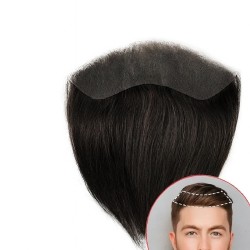Men's Frontal Hairpiece - Off Black (Color 1B), Receding Hairline Coverage, 100% Remy Indian Human Hair