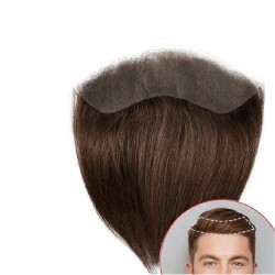 Men's Frontal Hairpiece - Dark Brown (Color 4), Receding Hairline Coverage, 100% Remy Indian Human Hair