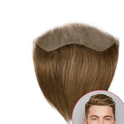 Men's Frontal Hairpiece - Light Brown with Ash Tone (Color 7ASH), Receding Hairline Coverage, 100% Remy Indian Human Hair