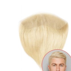 Men's Frontal Hairpiece - Light Blonde (Color 22), Receding Hairline Coverage, 100% Remy Indian Human Hair