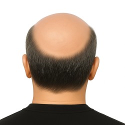 Men’s Hair System – Off Black with 30% Grey Hair (Color 1B30), Full French Lace Base, 100% Remy Indian Human Hair