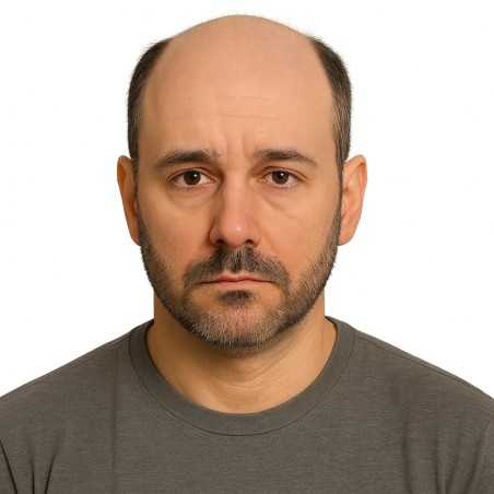 Men’s Hair System – Off Black with 20% Grey Hair (Color 1B20), Full Swiss Lace Base, 100% Remy Indian Human Hair