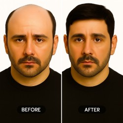 Men's Hair System - Black (Color 1A), Ultra-Thin 0.03mm Skin Base, 100% Remy Indian Human Hair