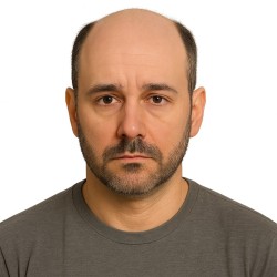 Men's Hair System - Off Black with 20% Grey Hair (Color 1B20), Ultra-Thin 0.03mm Skin Base, 100% Remy Indian Human Hair