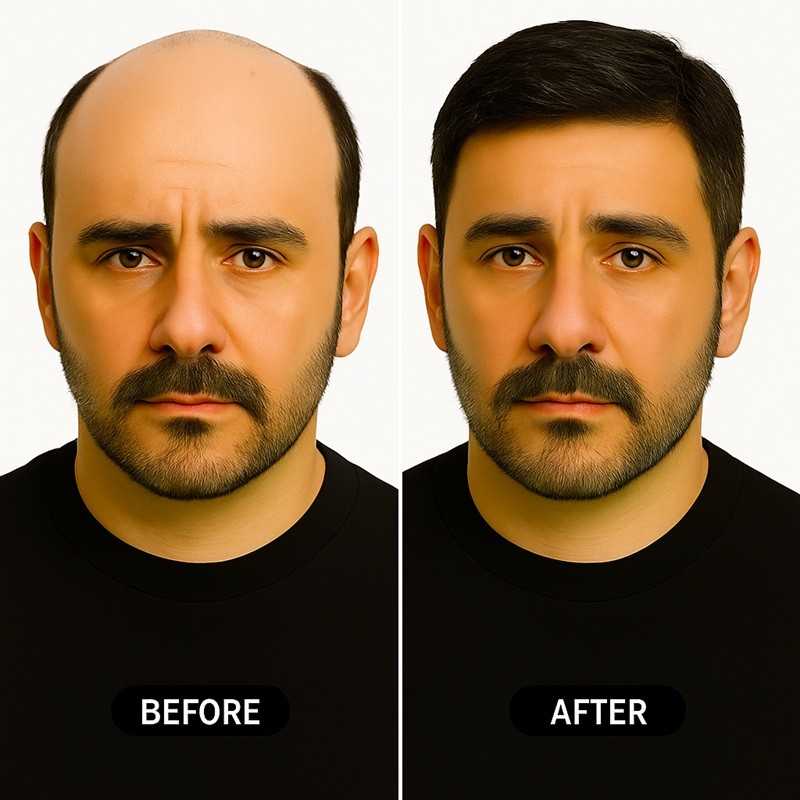 Men’s Hair System – Off Black with 5% Grey Hair (Color 1B05), Super-Thin 0.06mm Skin Base, 100% Remy Indian Human Hair