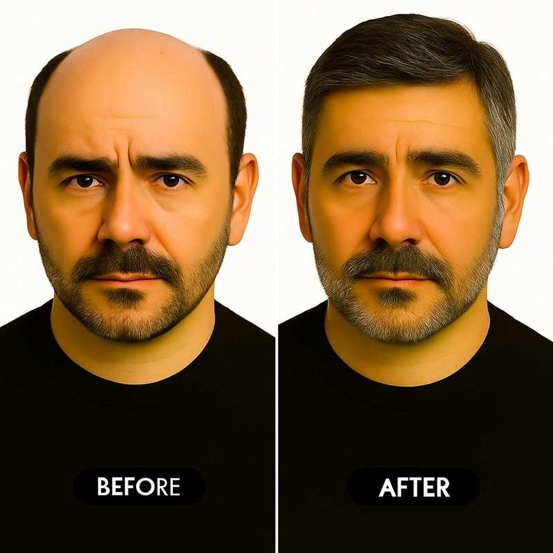 Men’s Hair System – Off Black with 40% Grey Hair (Color 1B40), Super-Thin 0.06mm Skin Base, 100% Remy Indian Human Hair