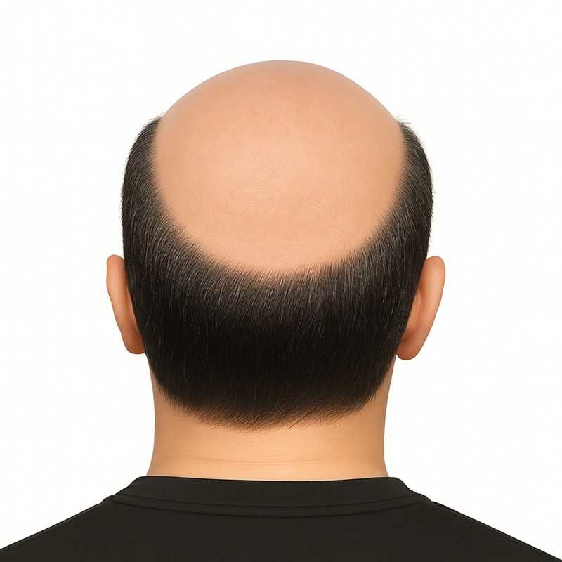 Men’s Hair System – Off Black with 5% Grey Hair (Color 1B05), Super-Thin 0.08mm Skin Base, 100% Remy Indian Human Hair