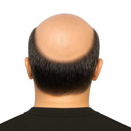 Men’s Hair System – Off Black with 20% Grey Hair (Color 1B20), Super-Thin 0.08mm Skin Base, 100% Remy Indian Human Hair