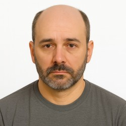 Men’s Hair System – Off Black with 50% Grey Hair (Color 1B50), Super-Thin 0.08mm Skin Base, 100% Remy Indian Human Hair