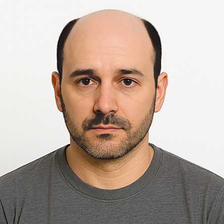 Men's Hair System – Jet Black (Color 1), Super Fine Welded Mono Base, 100% Remy Indian Human Hair