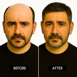 Men’s Hair System – Off Black with 30% Grey Hair (Color 1B30), Super Fine Welded Mono Base, 100% Remy Indian Human Hair