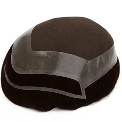 Men’s Hair System – Darkest Brown (Color 2), French Lace Base with Poly Edge, 100% Remy Indian Human Hair