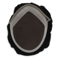 Men’s Hair System – Black (Color 1A), French Lace Base with Poly Edge, 100% Remy Indian Human Hair