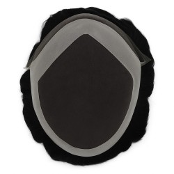 Men’s Hair System – Off Black (Color 1B), French Lace Base with Poly Edge, 100% Remy Indian Human Hair