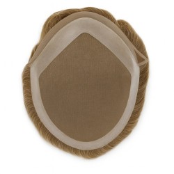 Men’s Hair System – Dark Blonde (Color 18), French Lace Base with Poly Edge, 100% Remy Indian Human Hair