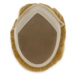 Men’s Hair System – Light Blonde (Color 22), French Lace Base with Poly Edge, 100% Remy Indian Human Hair