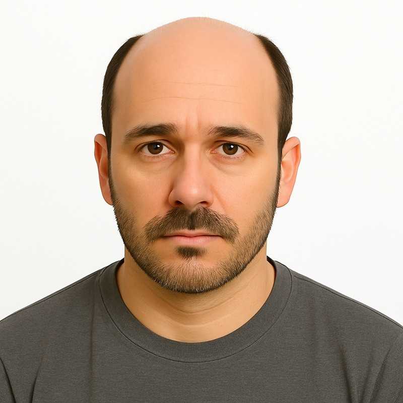 Men’s Hair System – Dark Brown with Ash Tone (Color 4ASH), Fine Mono Base with Skin Perimeter and French Lace Front, Remy Hair