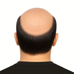 Men’s Hair System – Off Black 10% Grey Hair (Color 1B10), Super-Thin 0.08mm Skin Base with French Lace Front, 100% Remy Hair