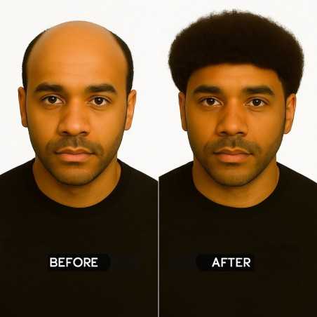 Men's Afro Curl Hair System - Black (Color 1A), 0.08mm Transparent Skin Base, African Hair Types