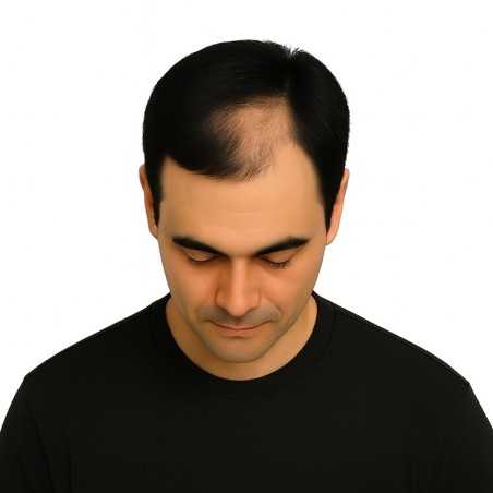 Men's Frontal Hairpiece - Jet Black (Color 1), Receding Hairline Coverage, 100% Remy Indian Human Hair