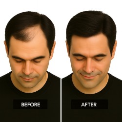 Men's Frontal Hairpiece - Jet Black (Color 1), Receding Hairline Coverage, 100% Remy Indian Human Hair