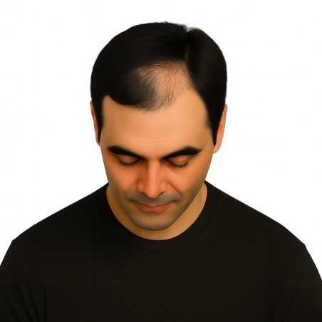 Men's Frontal Hairpiece - Darkest Brown (Color 2), Receding Hairline Coverage, 100% Remy Indian Human Hair
