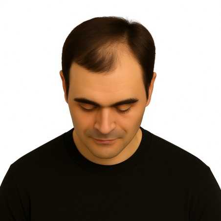 Men's Frontal Hairpiece - Medium Brown (Color 6), Receding Hairline Coverage, 100% Remy Indian Human Hair