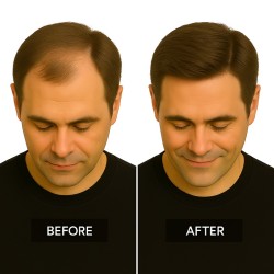 Men's Frontal Hairpiece - Medium Brown (Color 6), Receding Hairline Coverage, 100% Remy Indian Human Hair