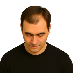 Men's Frontal Hairpiece - Light Medium Brown (Color 7), Receding Hairline Coverage, 100% Remy Indian Human Hair