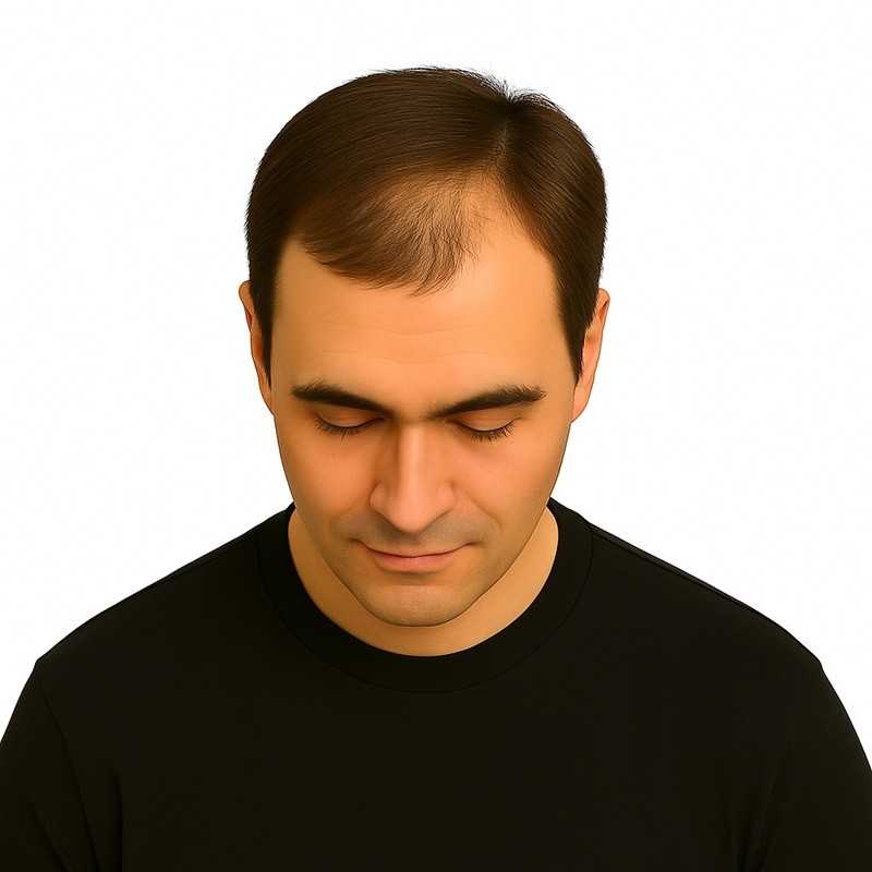 Men's Frontal Hairpiece - Light Medium Brown (Color 7), Receding Hairline Coverage, 100% Remy Indian Human Hair