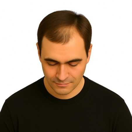 Men's Frontal Hairpiece - Light Medium Brown (Color 7), Receding Hairline Coverage, 100% Remy Indian Human Hair