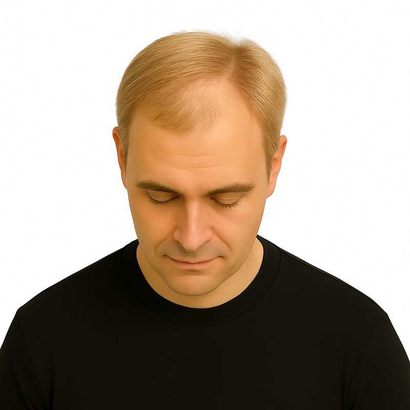 Men's Frontal Hairpiece - Light Blonde (Color 22), Receding Hairline Coverage, 100% Remy Indian Human Hair