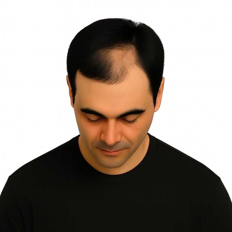Men's Frontal Hairpiece - Off Black (Color 1B), Receding Hairline Coverage, 100% Remy Indian Human Hair