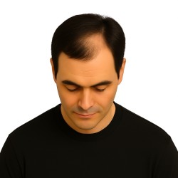 Men's Frontal Hairpiece - Light Darkest Brown (Color 3), Receding Hairline Coverage, 100% Remy Indian Human Hair
